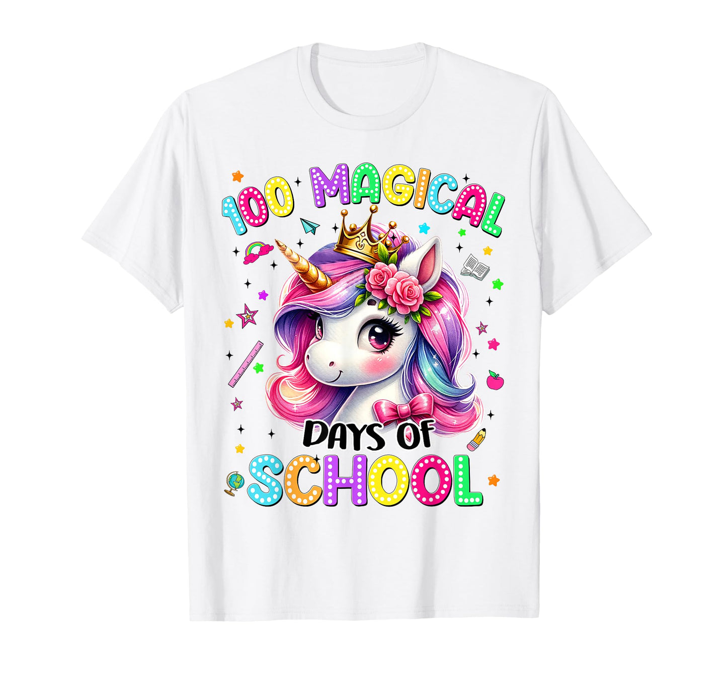 100 Magical Day of School Unicorn 100th Teacher Toddler Girl T-Shirt