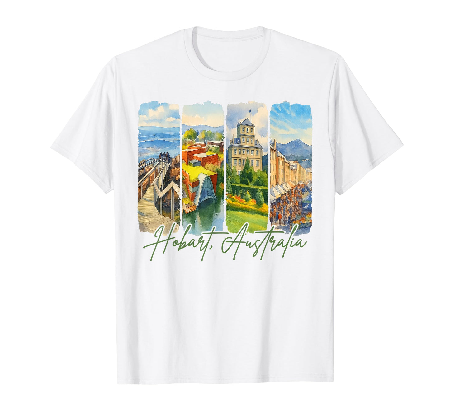 Hobart Australia Traveling Trip Brushstroke Souvenir Vacay T-Shirt