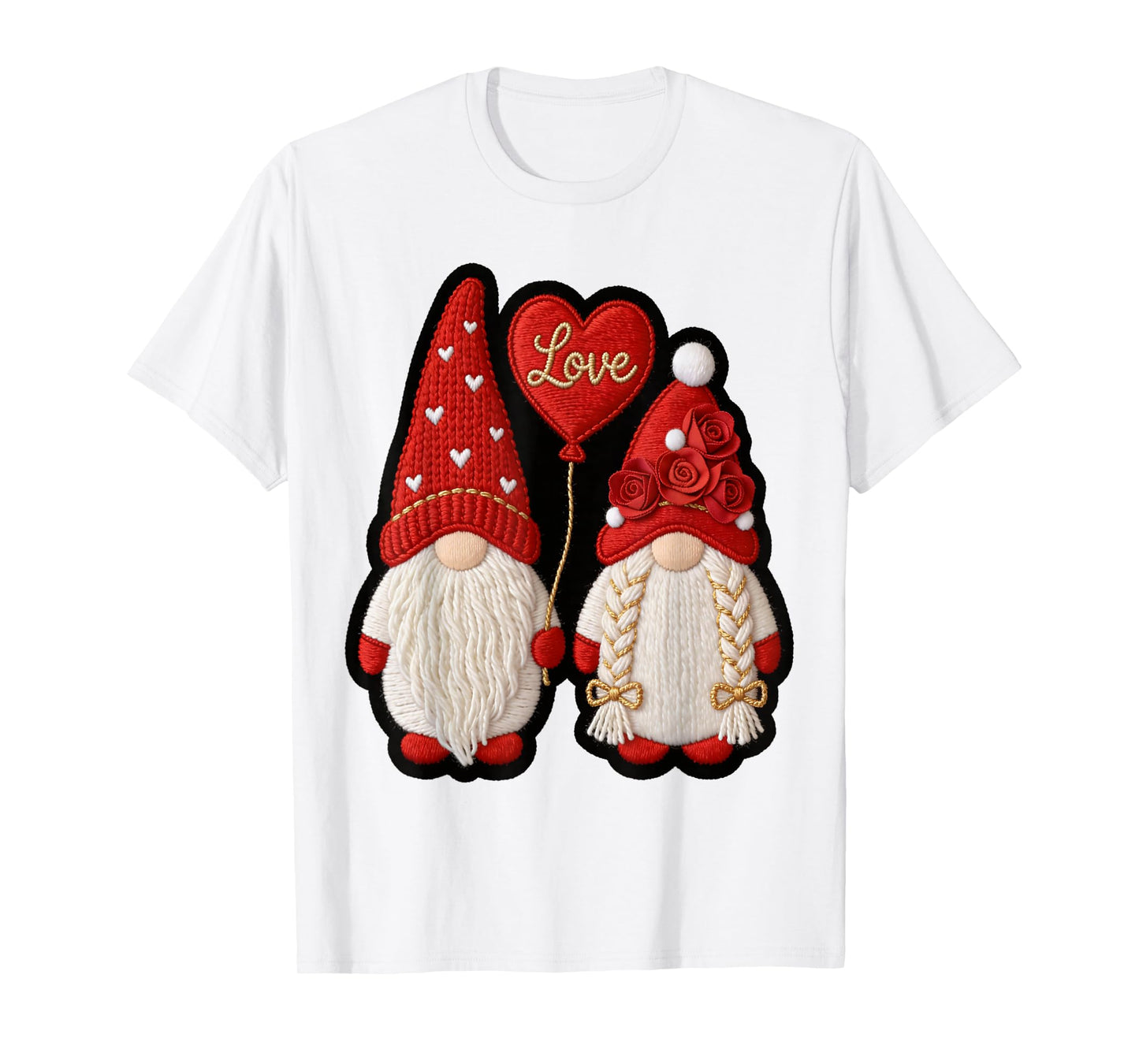 Cute Gnome Valentine with Hearts Gnomes Valentine's T-Shirt