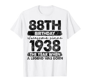 88 Year Old Gifts Vintage 1938 Limited Edition 88th Birthday T-Shirt