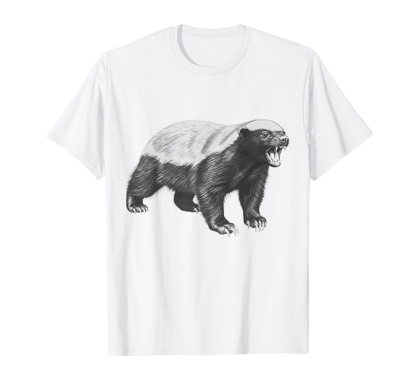 Vintage Honey Badger Drawing Realistic Wildlife Animal Art T-Shirt