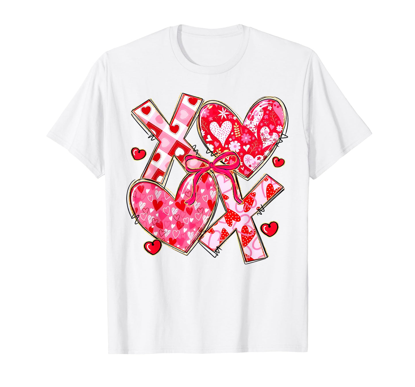 Coquette Valentine XOXO Funny Valentine Bow Hearts Lover T-Shirt