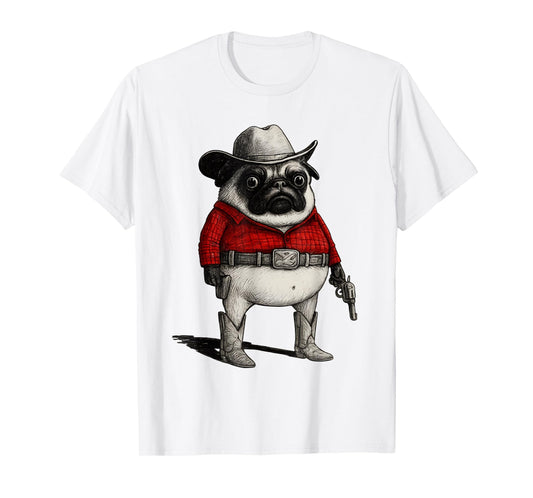 Silly Cowboy Pibble Dog Funny Western Pibble Cowboy Meme T-Shirt