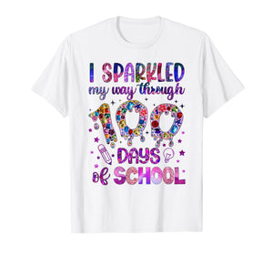 I Sparkled My Way Through 100 Days of School Funny Print T-Shirt