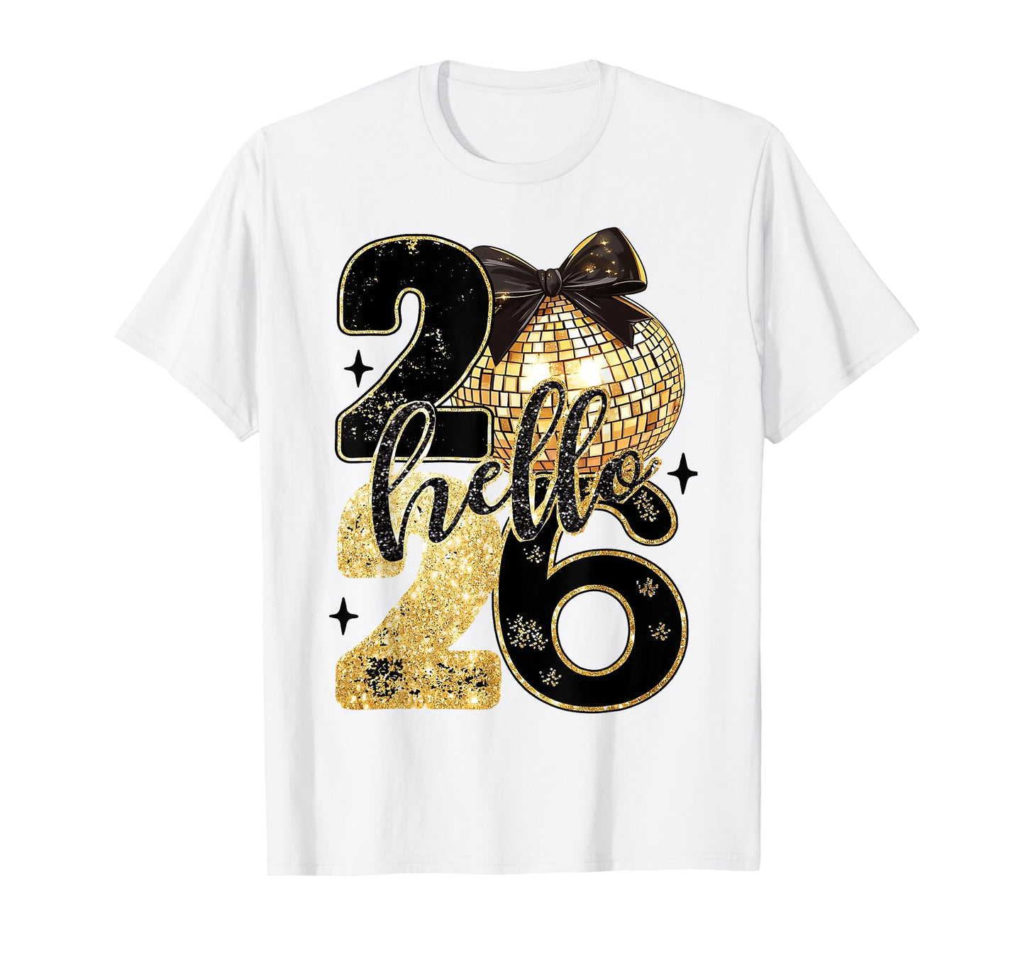 Happy New Year 2026 Disco Ball Bow New Year's Eve Party T-Shirt