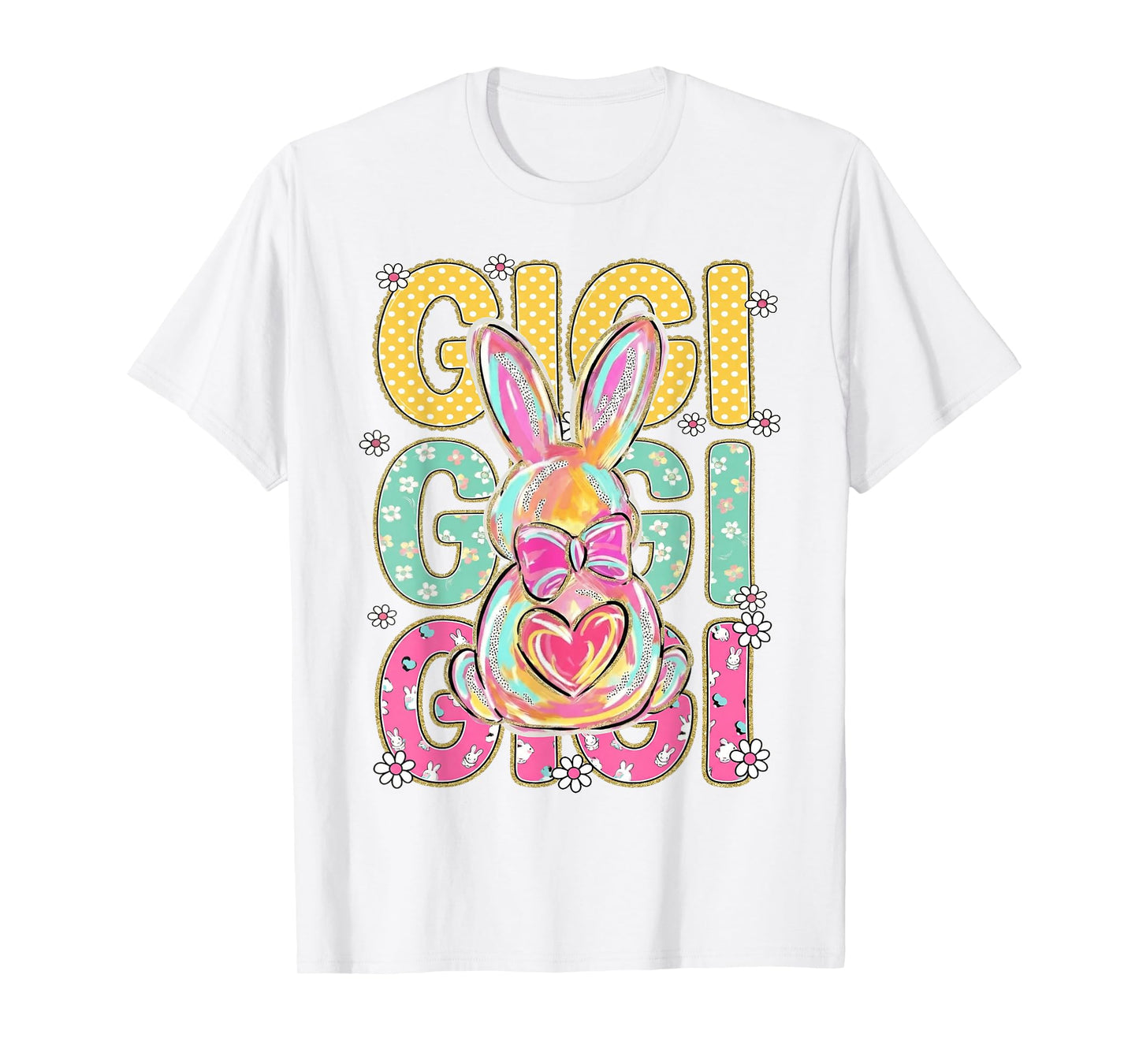 Gigi Easter Coquette Bow Floral Bunny Brushstroke Mother Day T-Shirt
