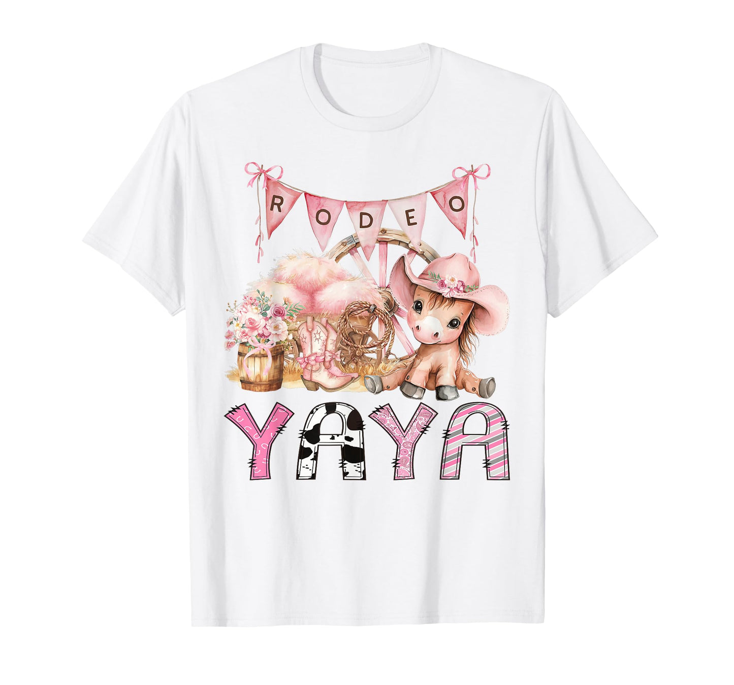 Rodeo Yaya Pink Cowgirl Coquette 1St Birthday Girl T-Shirt