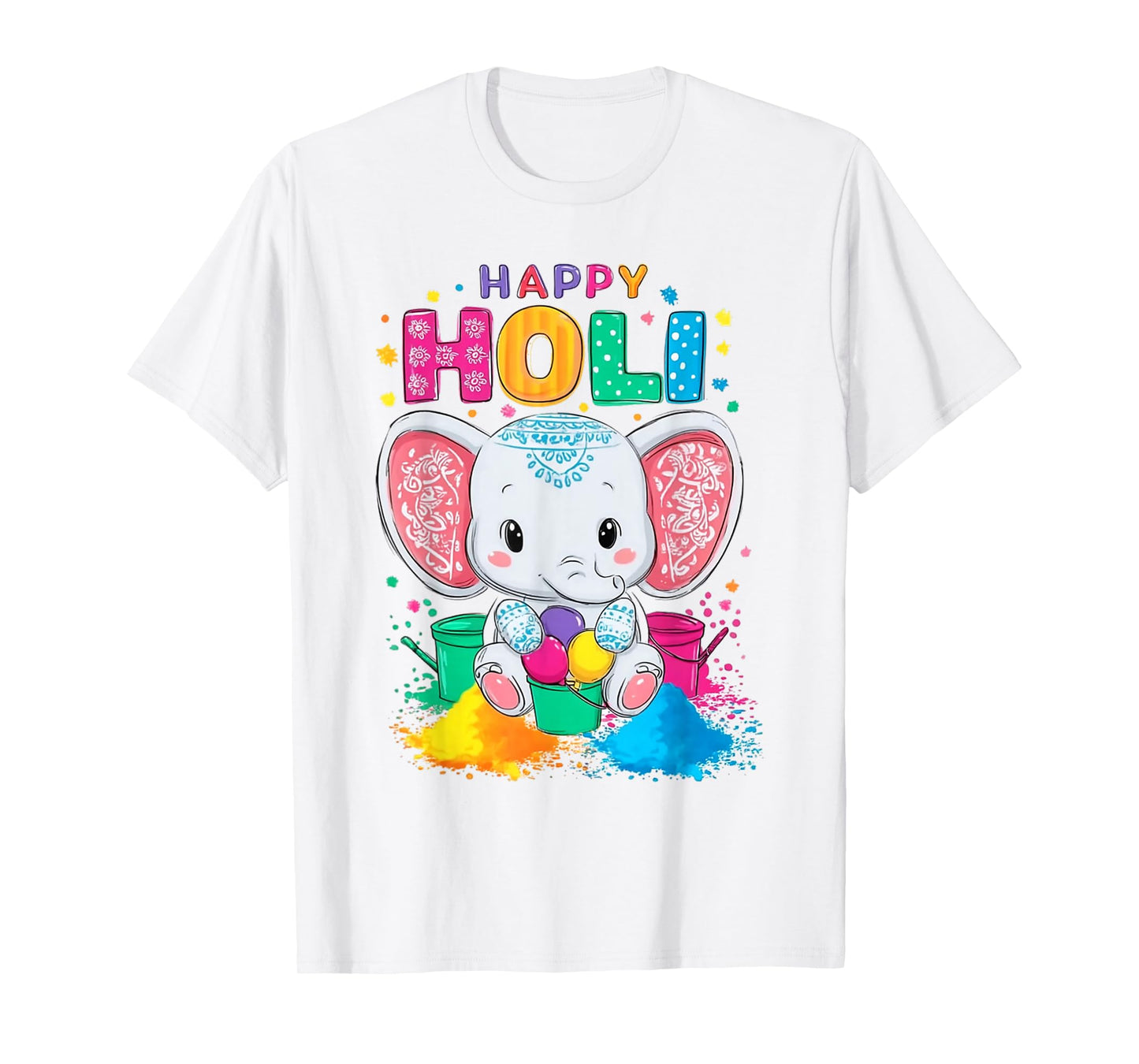 Kids Happy Holi Festival India Color Elephant Hindu Gifts T-Shirt