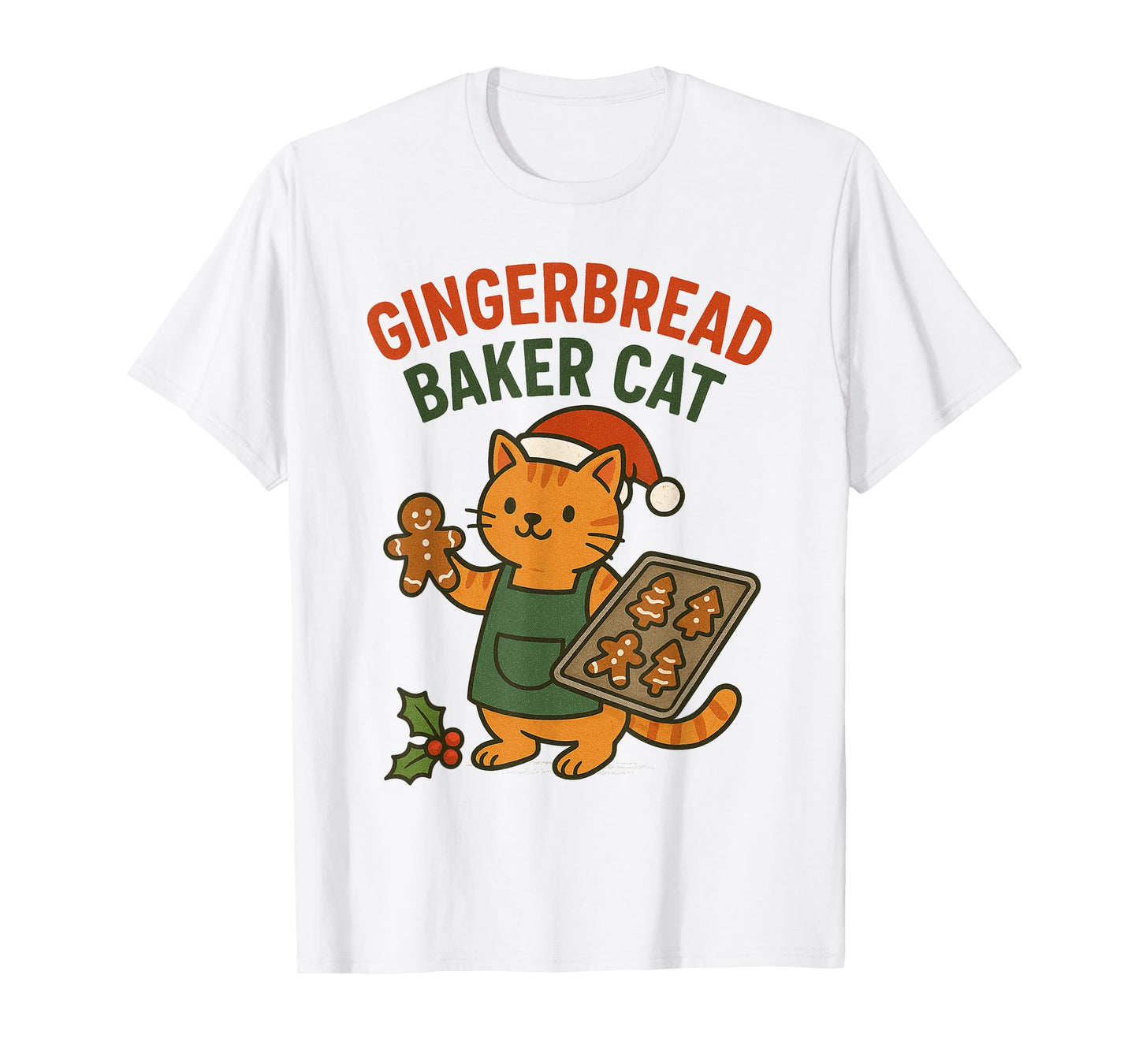Gingerbread Baker Cat Christmas Cookie Lover T-Shirt