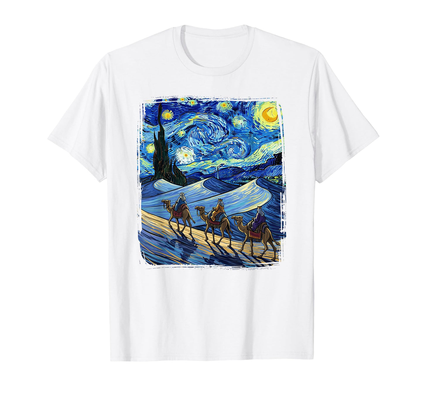 Three Kings Christmas Wise Men Holiday Van Gogh Starry Night T-Shirt