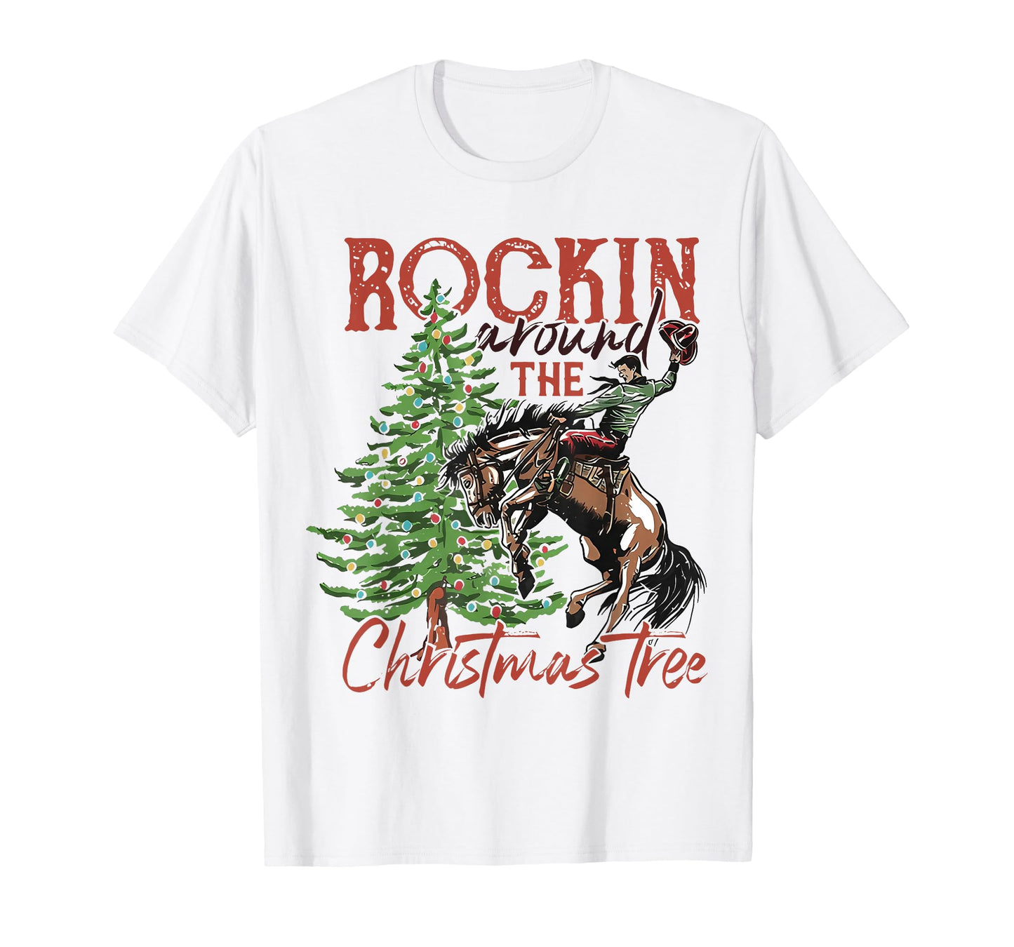 Rocking Around The Christmas Tree Santa Rock and Roll Guitar T-Shirt