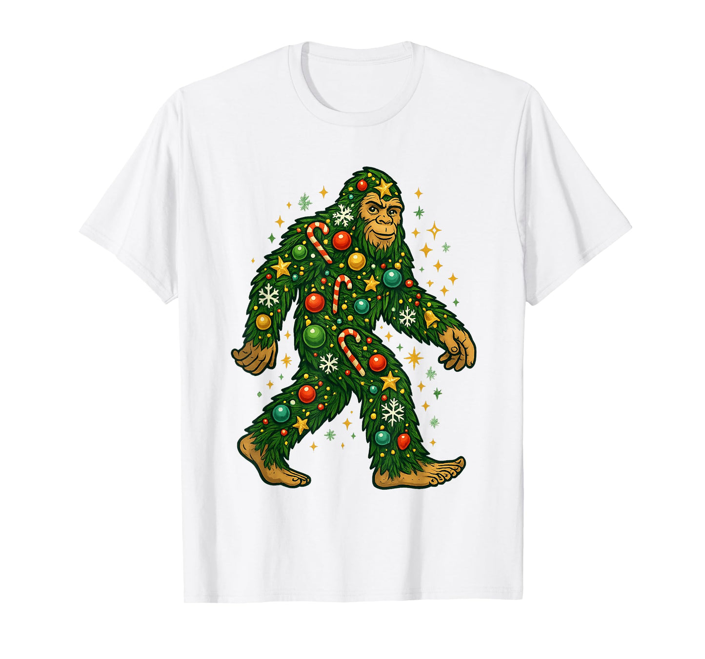 Bigfoot Christmas Tree Sasquatch Holiday Ornament for Men T-Shirt