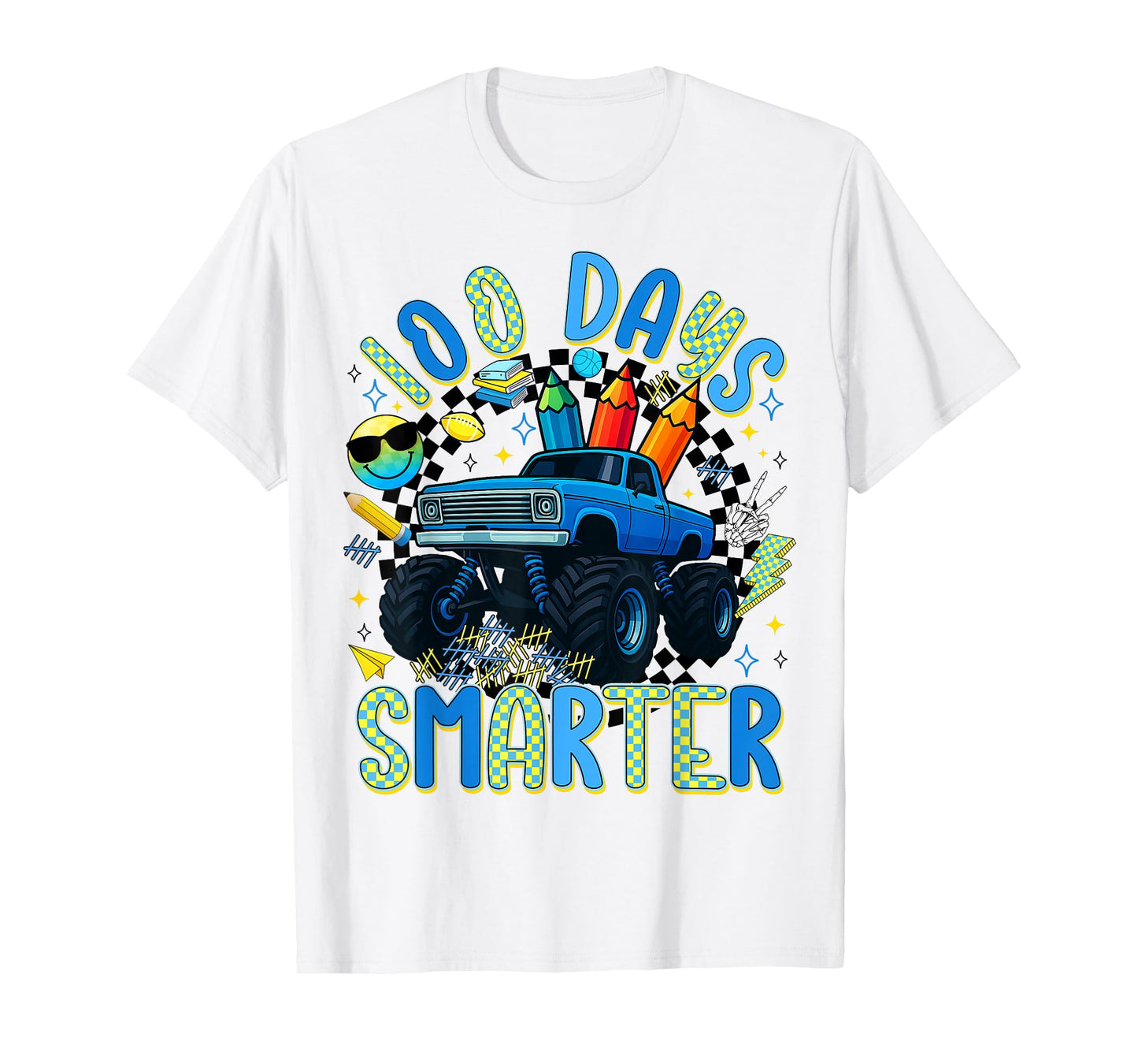100 Days Smarter Monster Truck 100th Day of School Boy T-Shirt