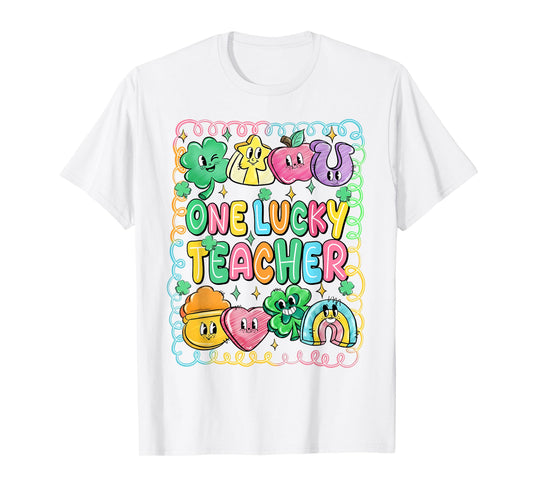 Preppy One Lucky Teacher Lucky Charm St Patricks Day T-Shirt