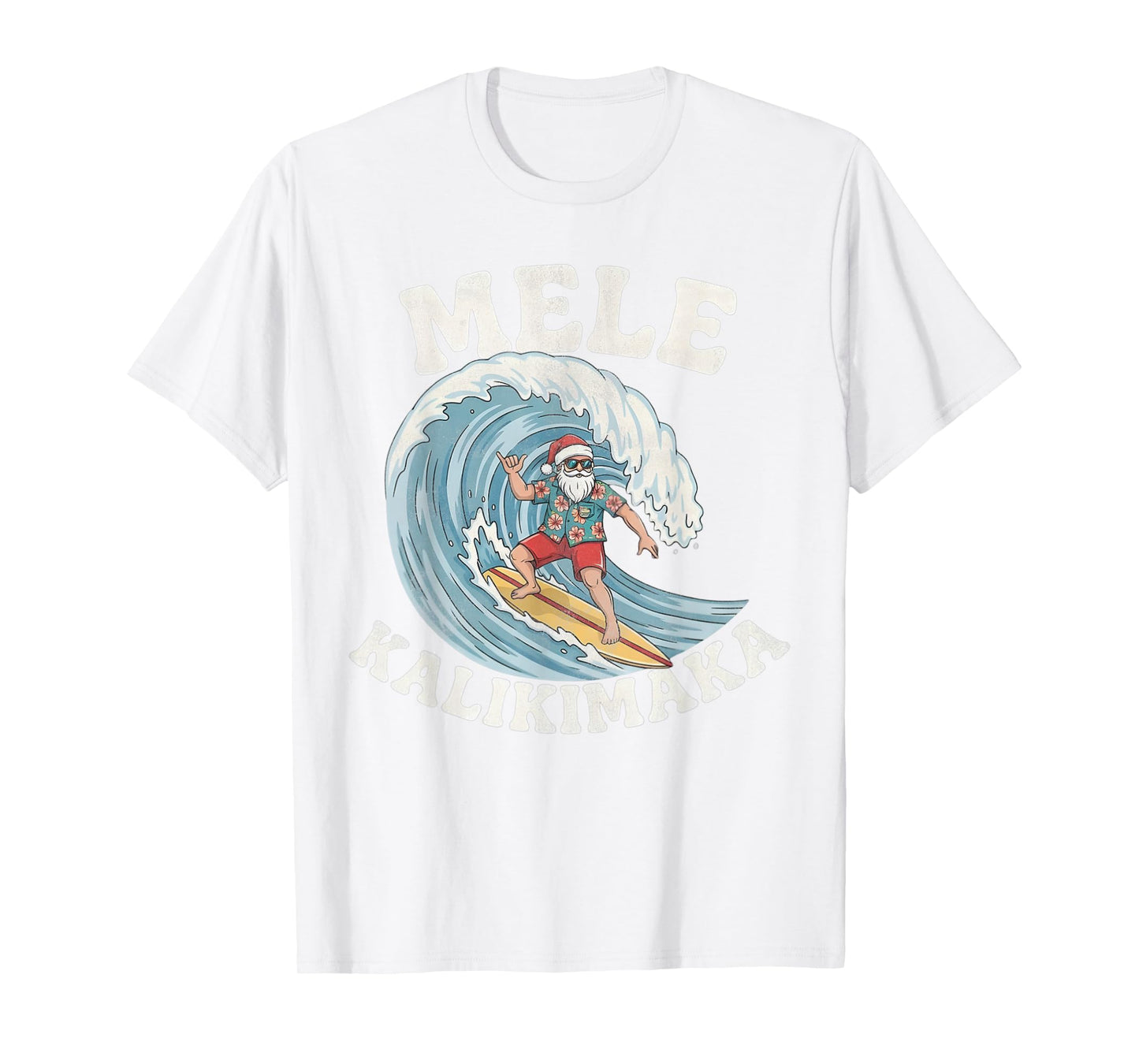 Mele Kalikimaka Santa Surfing Hawaii Christmas T-Shirt