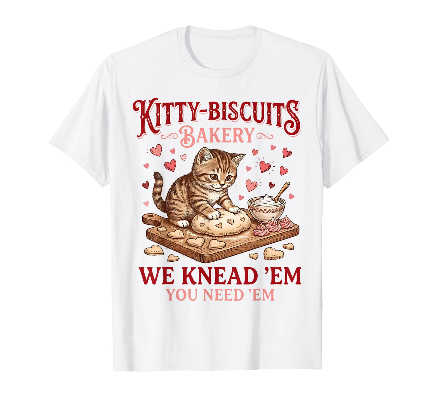 Valentines Cat Kitty Biscuits Bakery Kitten Baking Cookies T-Shirt