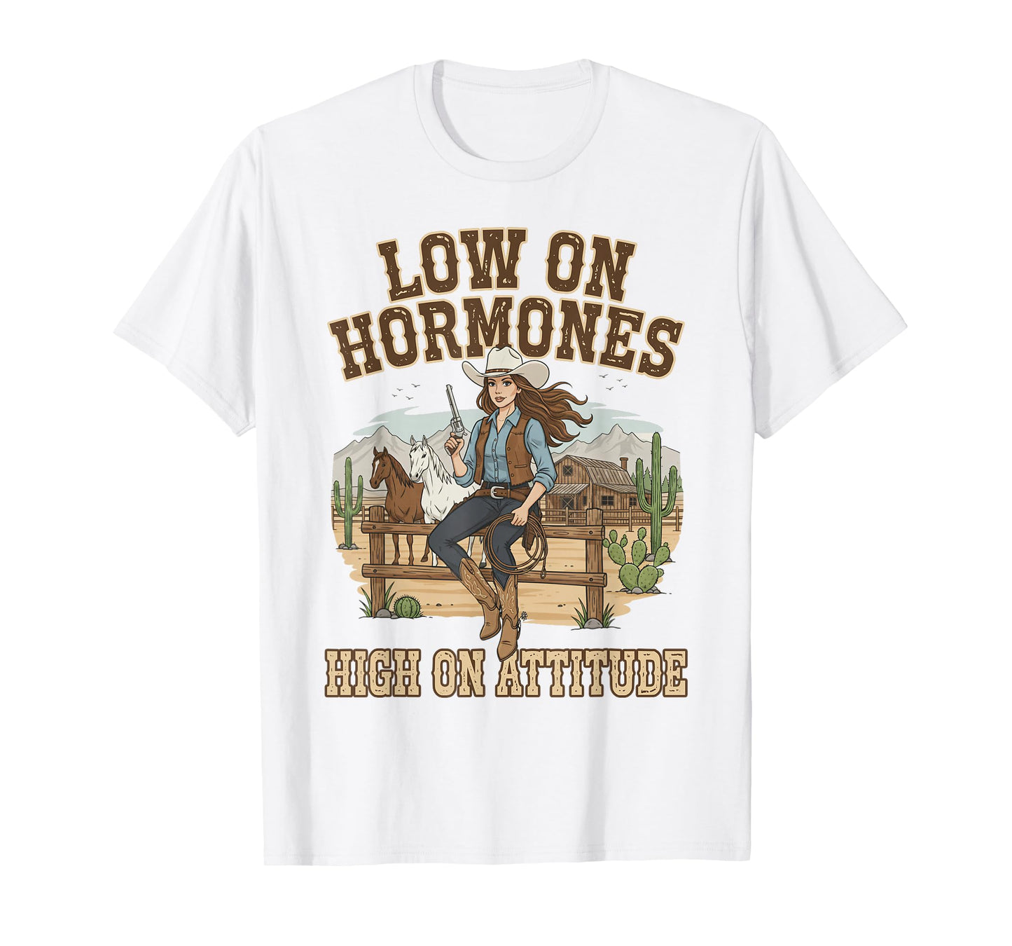 Menopausal Menopause Low On Hormones High On Attitude T-Shirt