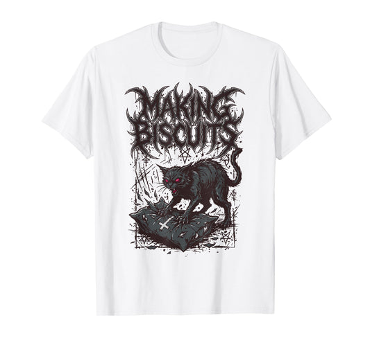 Death Metal Cat Making Biscuits Funny Heavy Metal T-Shirt