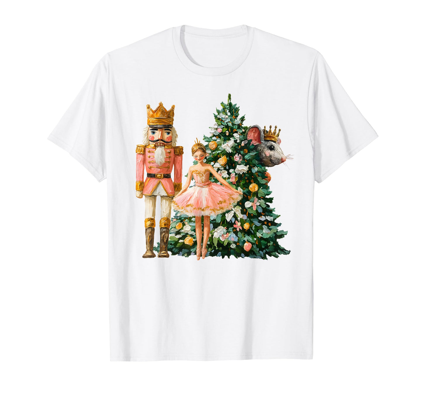 Retro Nutcracker Ballet Pink Christmas Xmas Vibes Women Kids T-Shirt