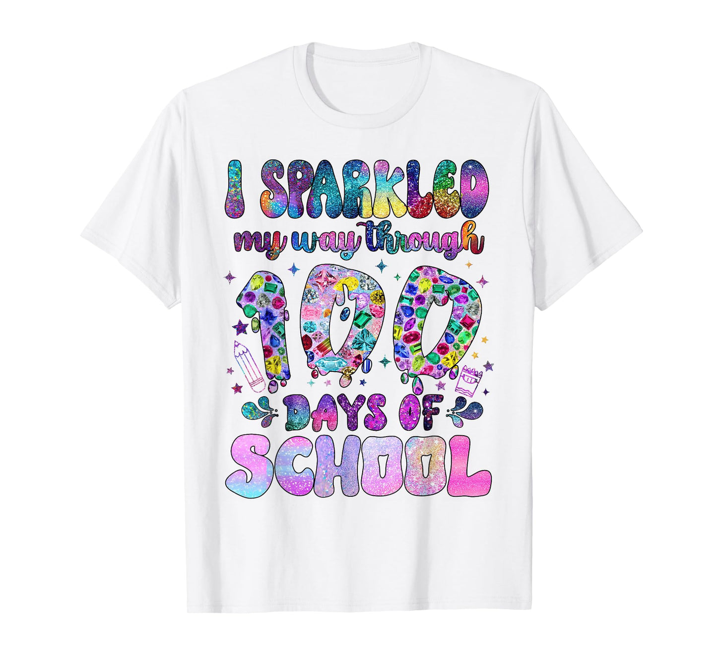 I Sparkled My Way Through 100 Days of School Girl Teacher T-Shirt