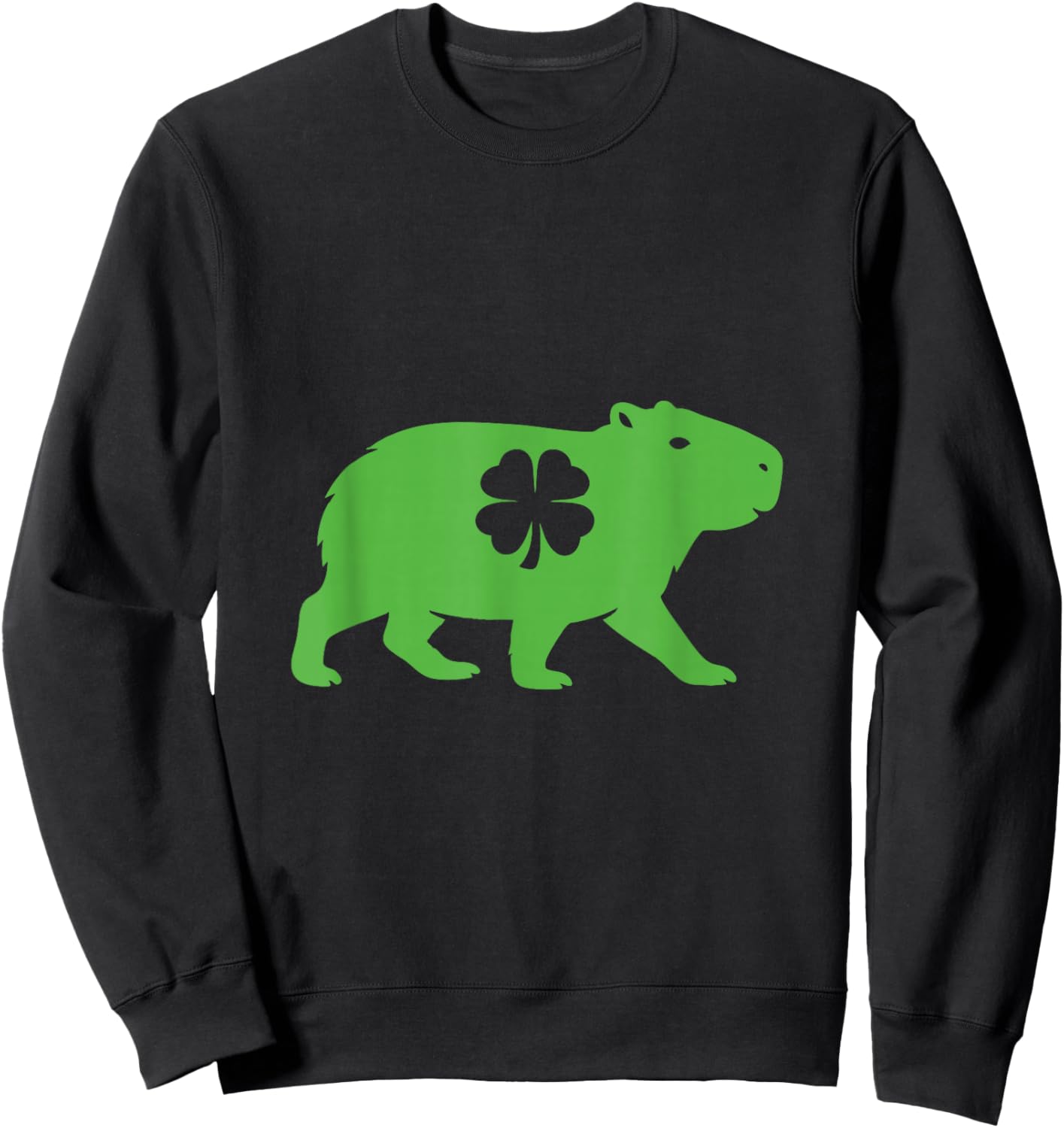 St Patricks Day Capybara Shamrock Men Women Kids Sweatshirt - Sweatshirt | Black