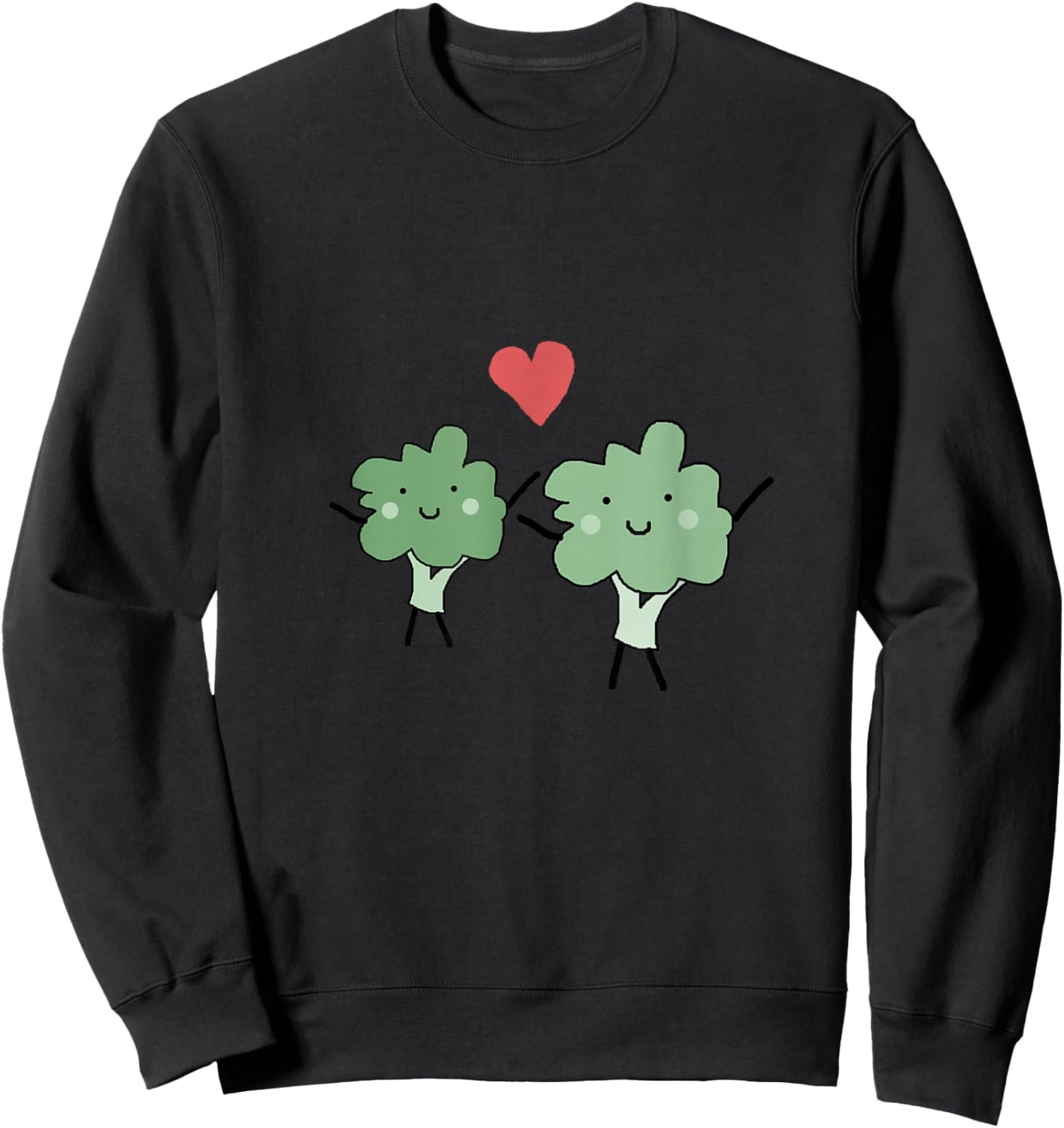 Valentine Broccoli Heart Love Fun Sweatshirt - Sweatshirt | Black