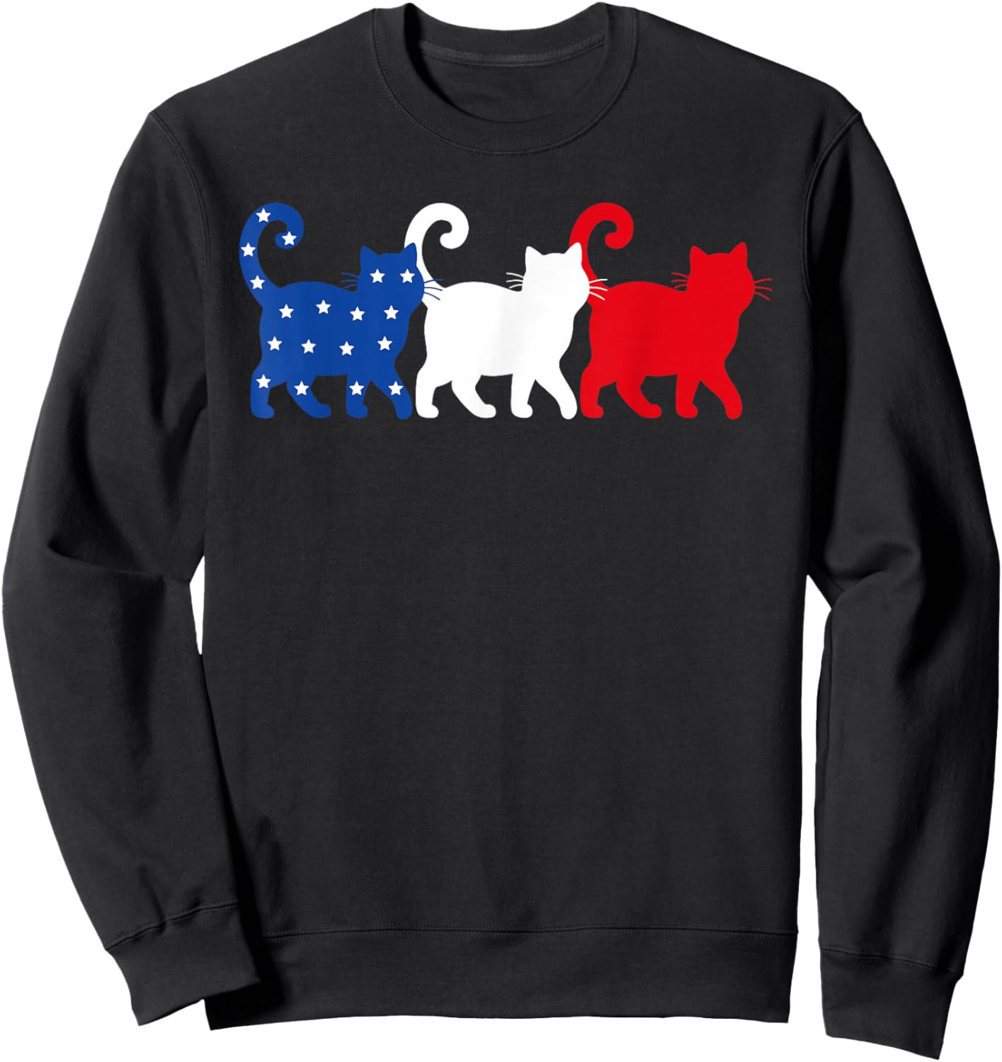 USA Flag Cats 4th of July Men Women Kids Funny Patriotic Sweatshirt - Sweatshirt | Black