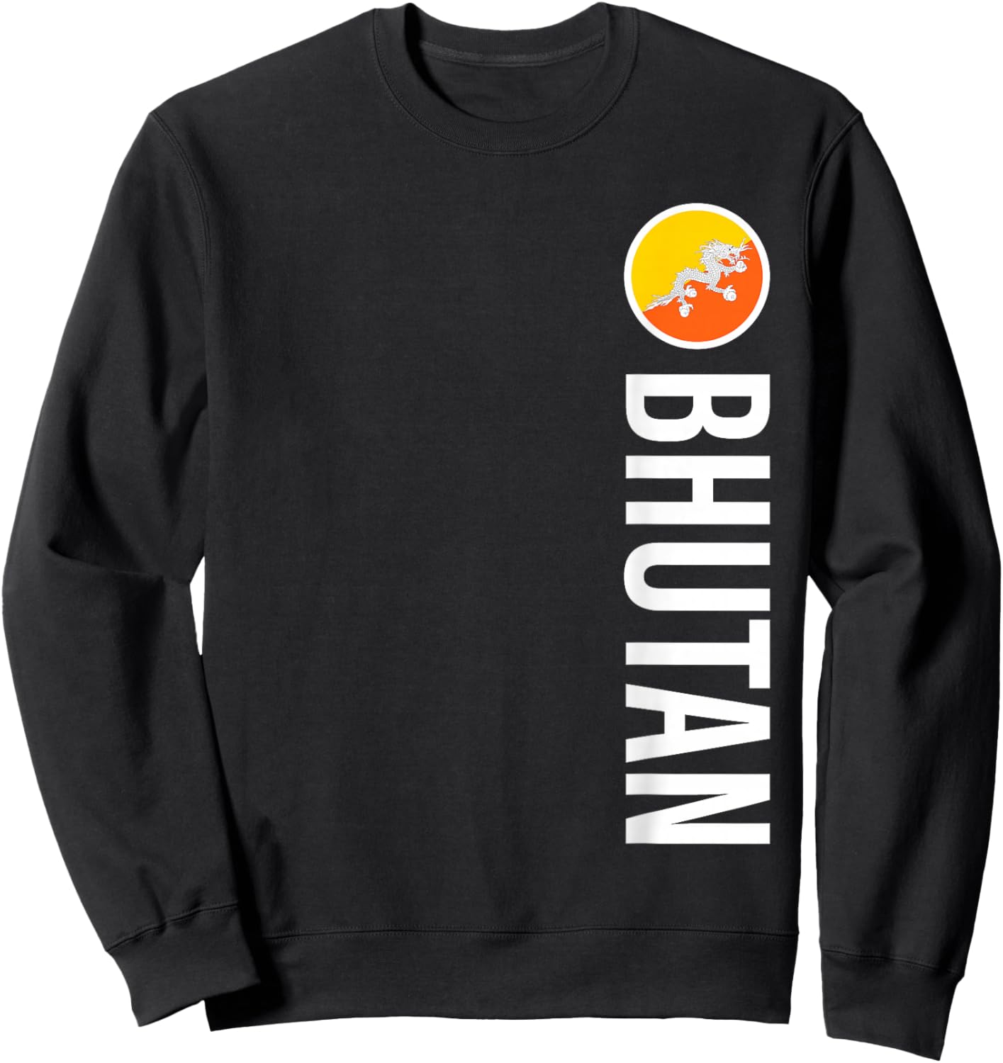 Bhutan Flag Vertical Sweatshirt - Sweatshirt | Black