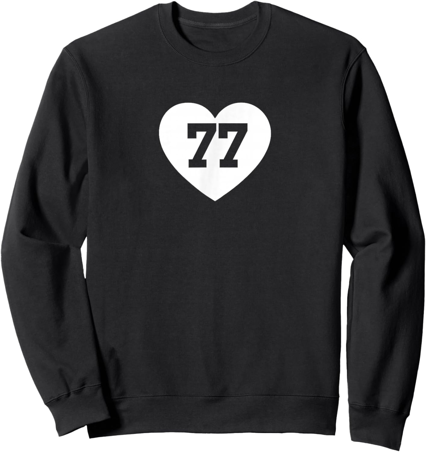 I Love Jersey Number 77 Heart Sports Fan Sweatshirt - Sweatshirt | Black