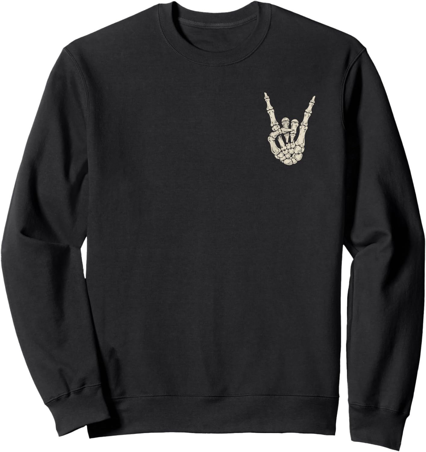 Skeleton Guitar Rock Hands Skull (Design on Front and Back) Sweatshirt - Sweatshirt | Black