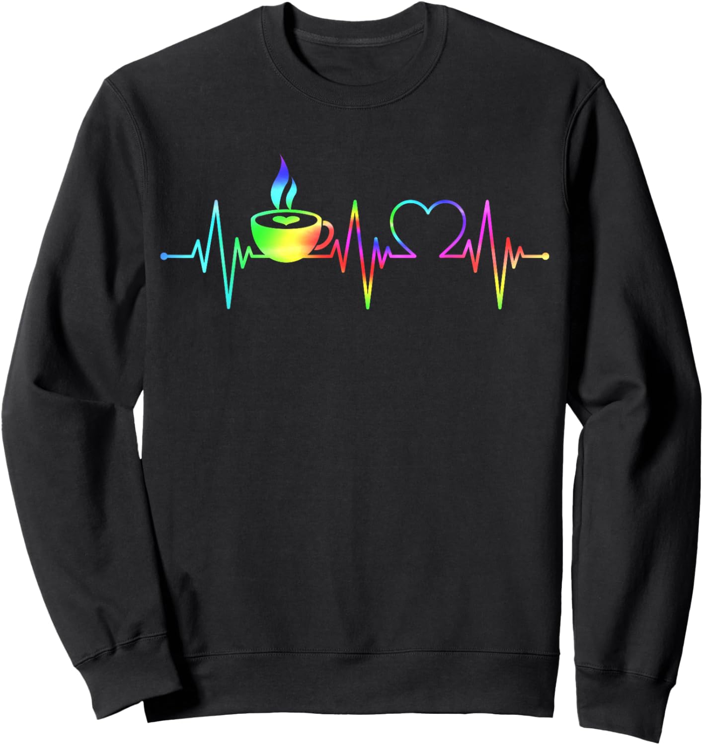 Funny Heartbeat Coffee Lovers Coffee Cup Frequency Women Sweatshirt - Sweatshirt | Black
