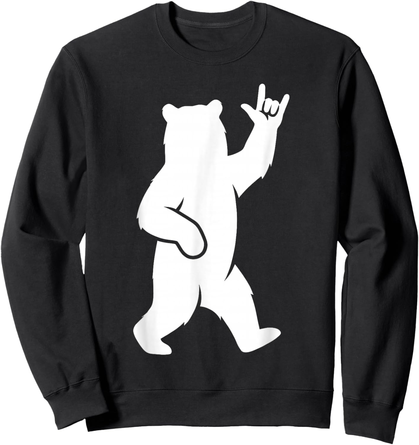 Bear I Love You Hand Sign Language Cute ASL Valentine's Day Sweatshirt - Sweatshirt | Black