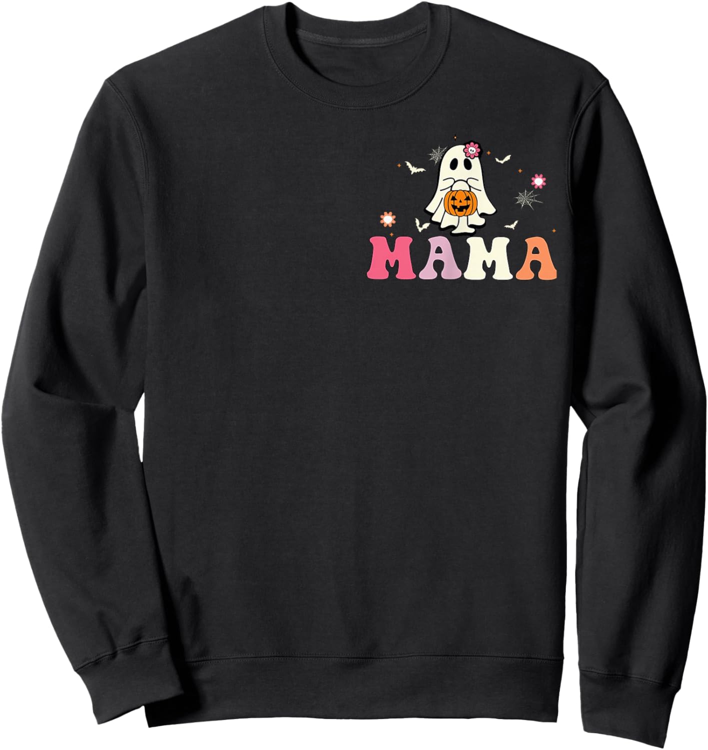 Mama Ghost Boo One Spooky Mama First Halloween Birthday Boy Sweatshirt - Sweatshirt | Black