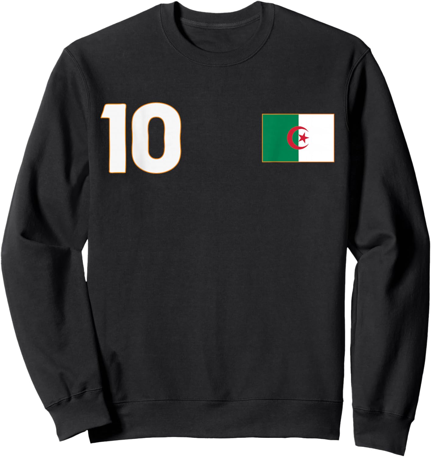 Algeria Flag Number 10 Shield Emblem National Pride Sweatshirt - Sweatshirt | Black