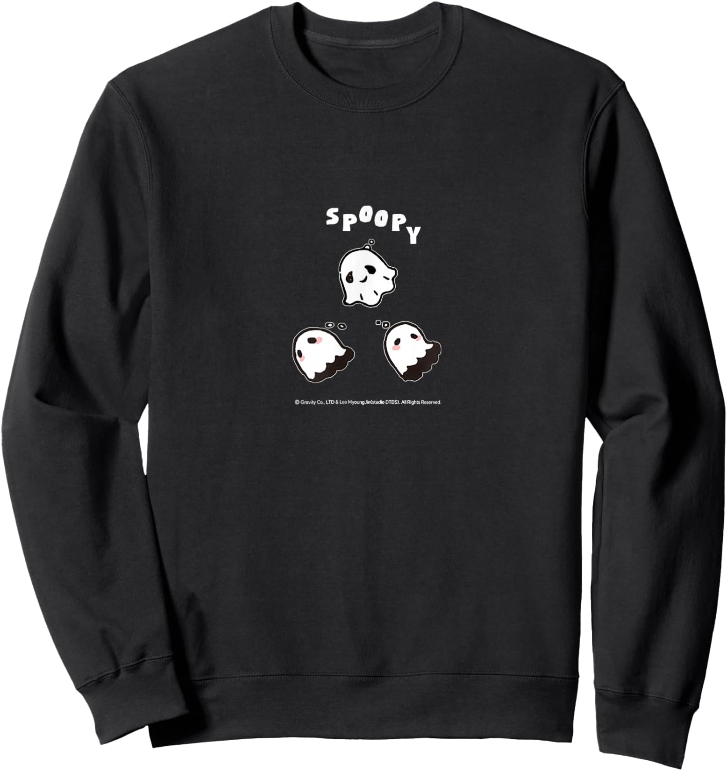 [2025 Halloween] Spoopy Triple Ghost Meme Sweatshirt - Sweatshirt | Black