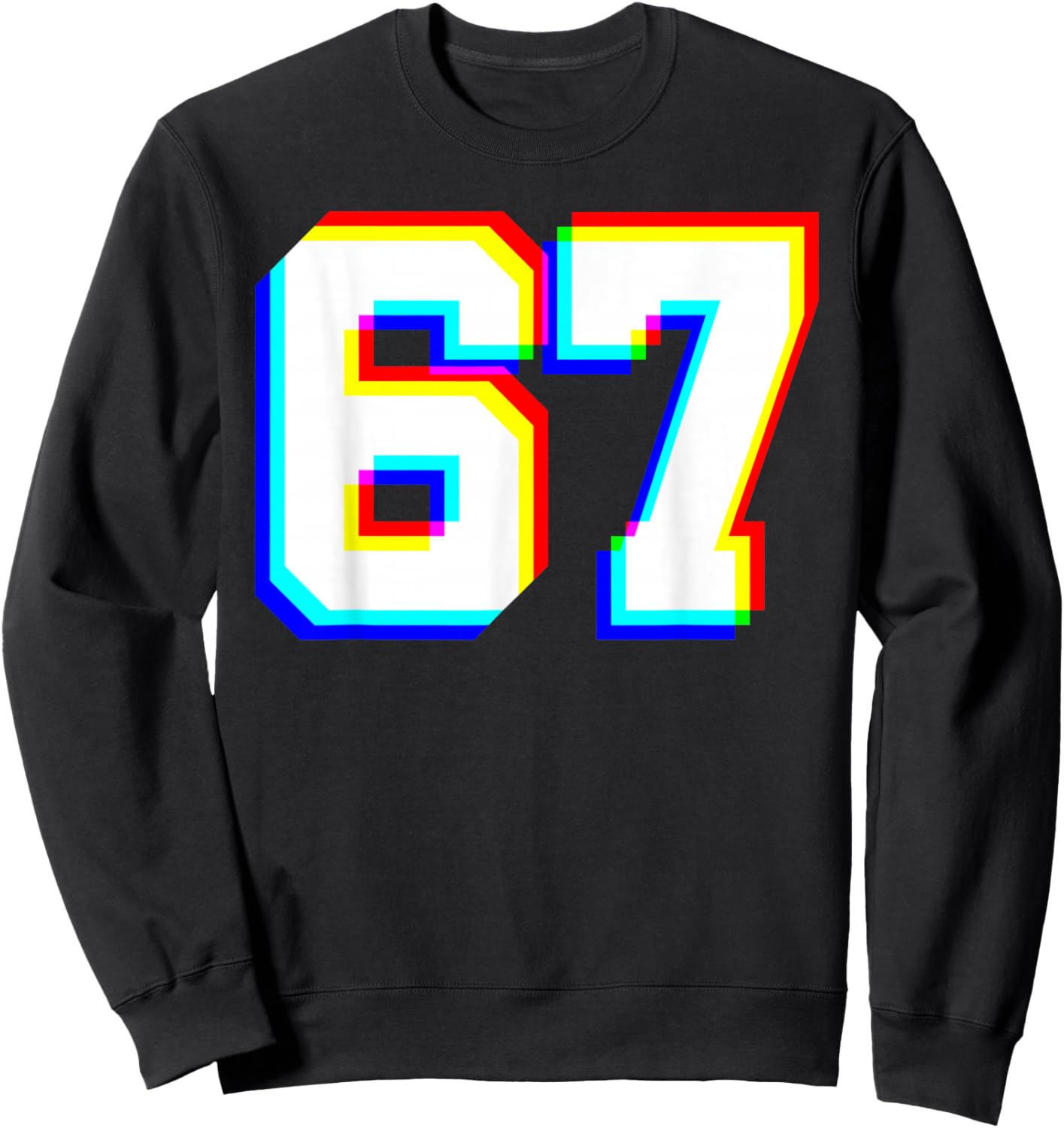 67 Glitch Optical Illusion Six Seven Varsity 6 7 Meme Sweatshirt - Sweatshirt | Black