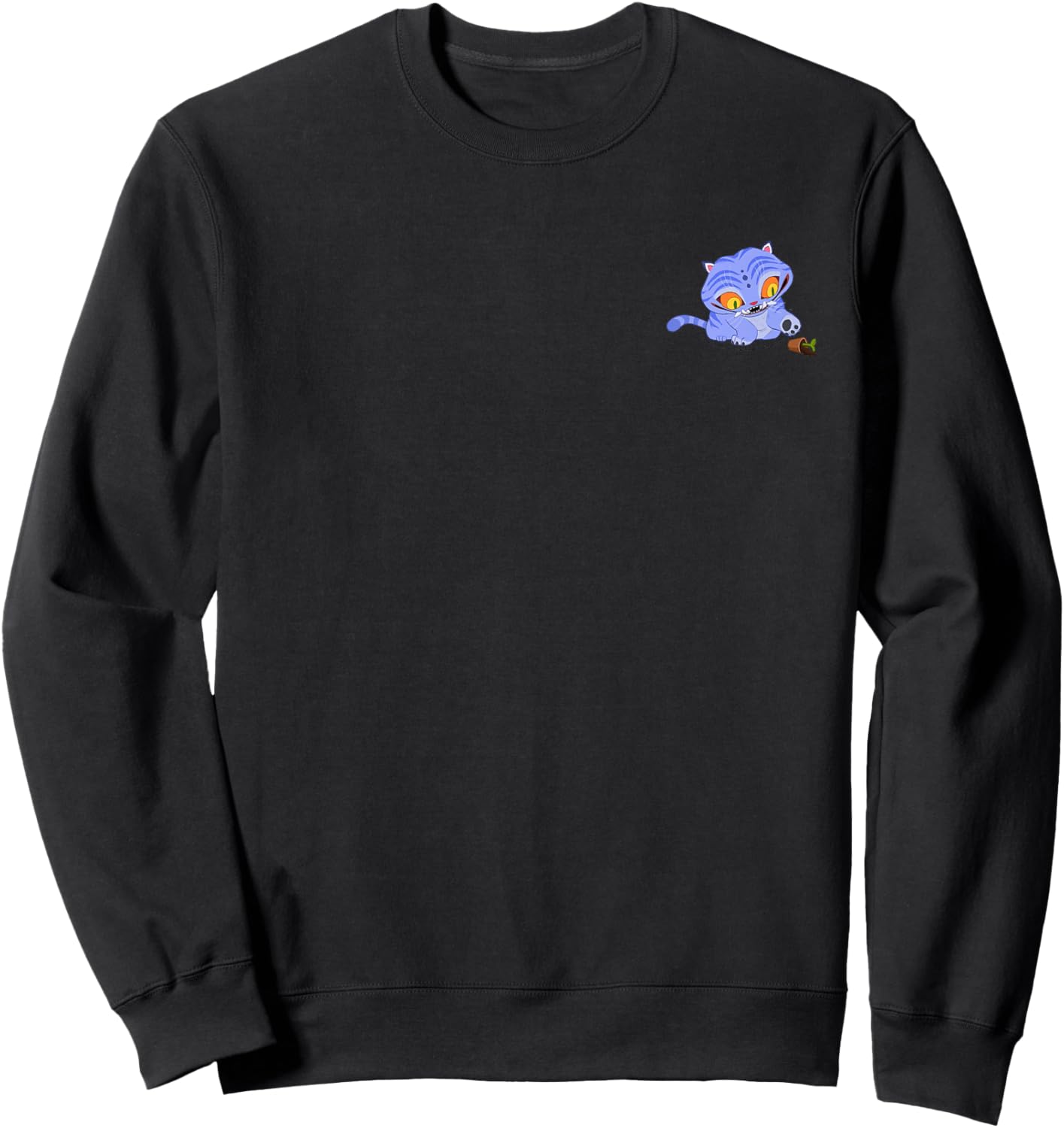 Kpop Demon Hunters Halloween Derpy & Plant Vase Pocket Logo Sweatshirt - Sweatshirt | Black