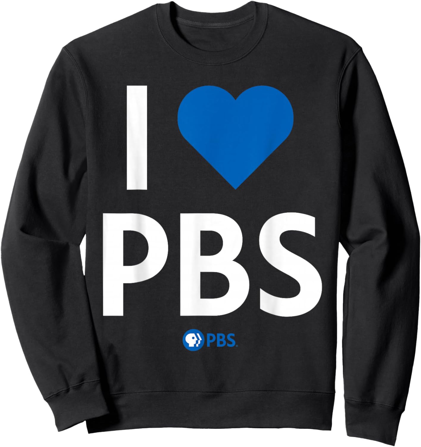 PBS I Heart PBS Support Public Broadcasting Modern Type Sweatshirt - Sweatshirt | Black