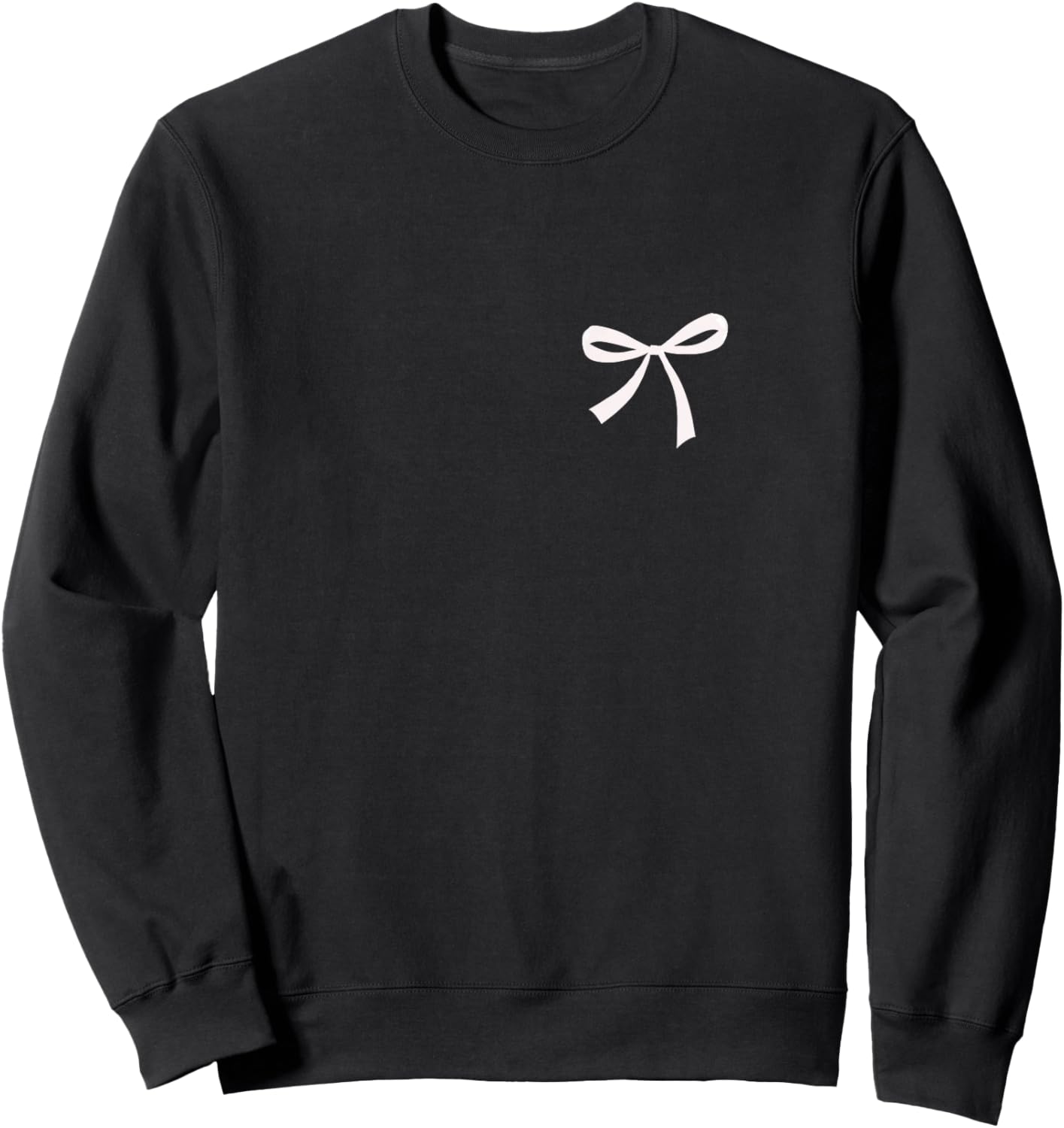 Cute Minimalist Bow Knot Graphic Women Girl Casual Ribbon Sweatshirt - Sweatshirt | Black
