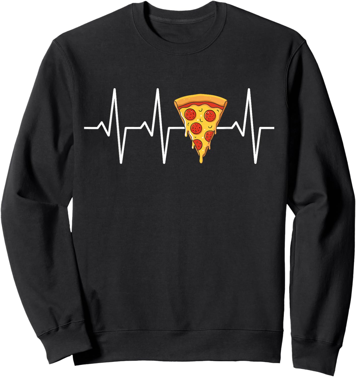 Pizza Heartbeat Funny for Pizza Lovers Sweatshirt - Sweatshirt | Black