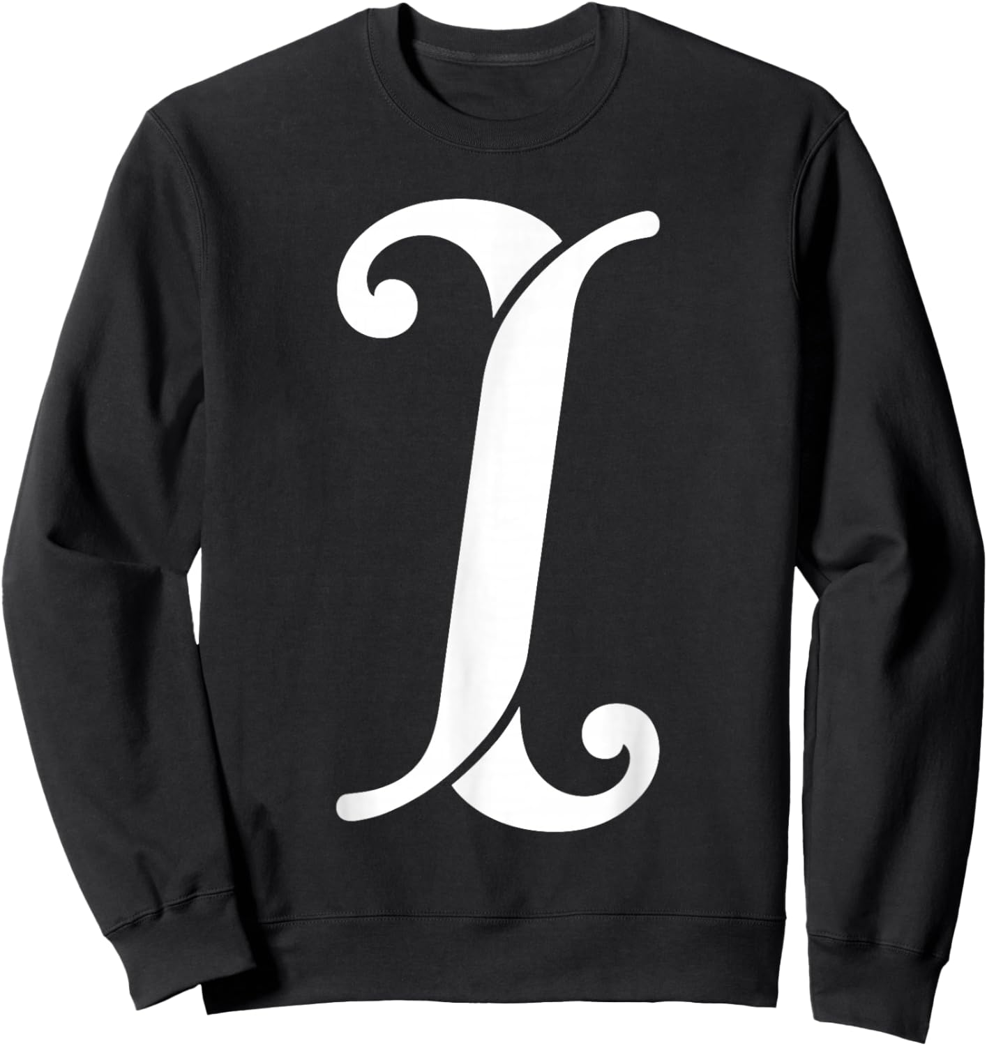 Fancy Italic Initial White Simple Letter I Alphabet Monogram Sweatshirt - Sweatshirt | Black