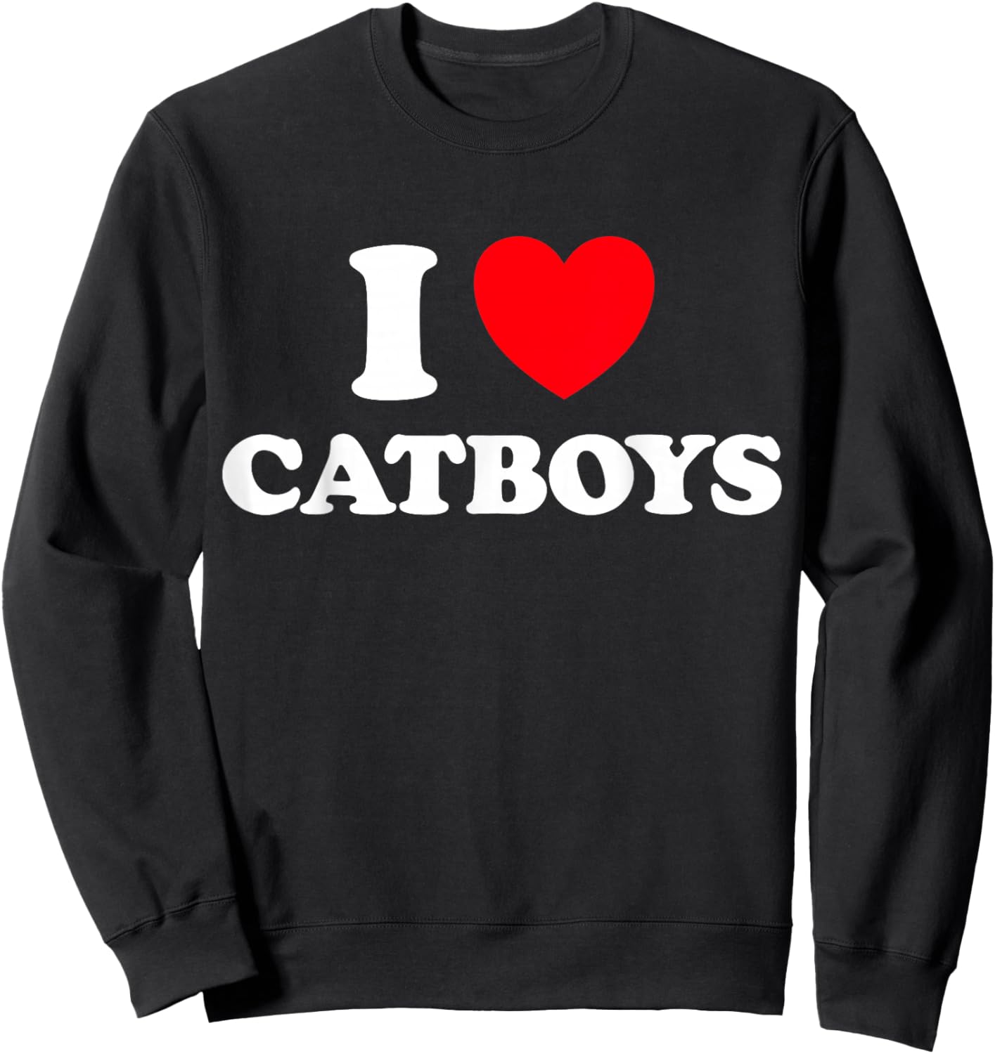 Cat Boy Heart Funny Cute Costume Furry Catboy Joke Meme Fan Sweatshirt - Sweatshirt | Black