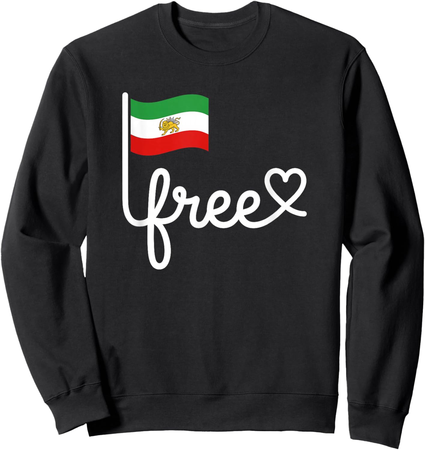 Free Iran T Iranian Flag Lion Sweatshirt - Sweatshirt | Black