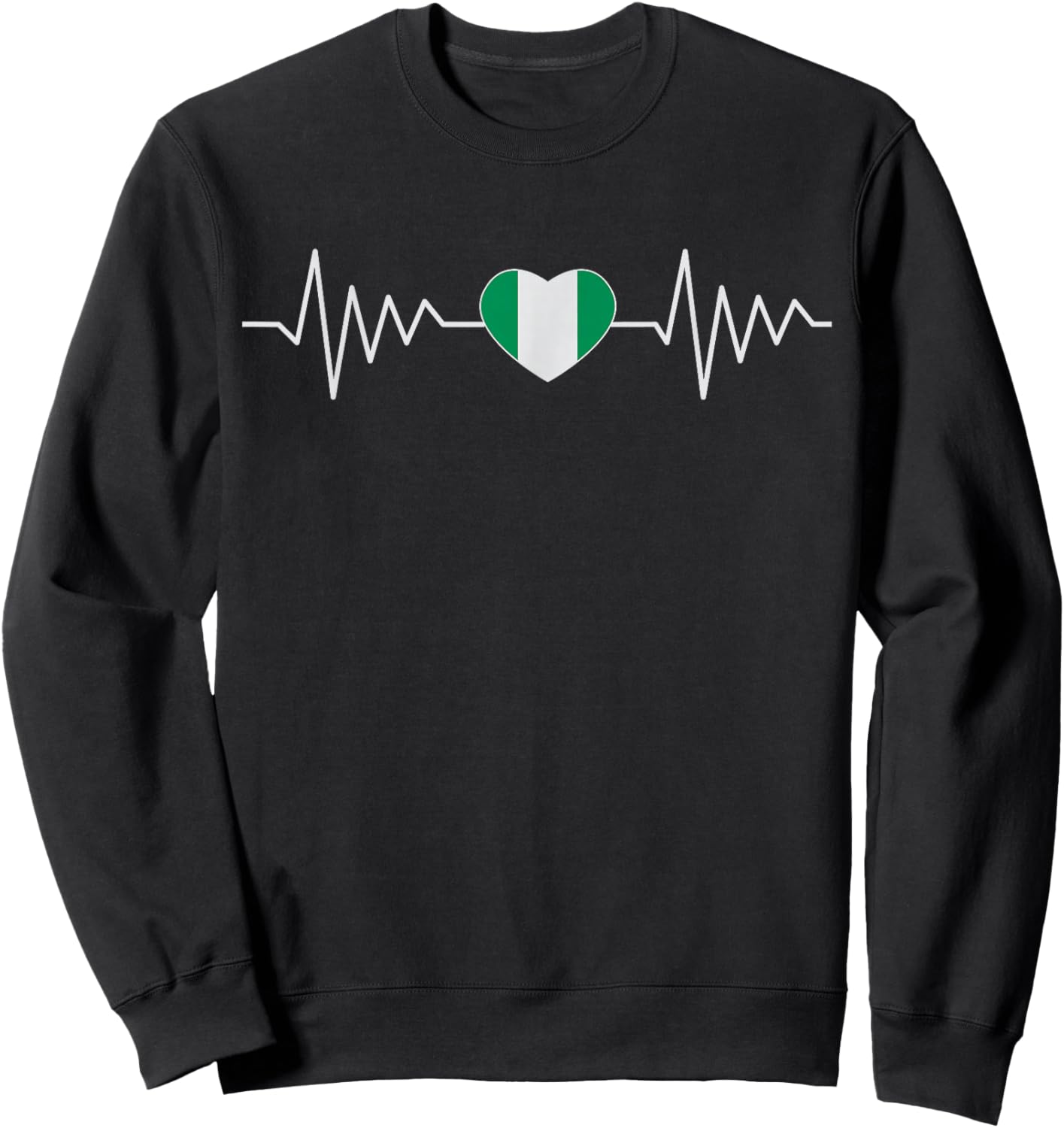 Nigeria Proud Heritage Heart National Nigerian Flag Roots Sweatshirt - Sweatshirt | Black