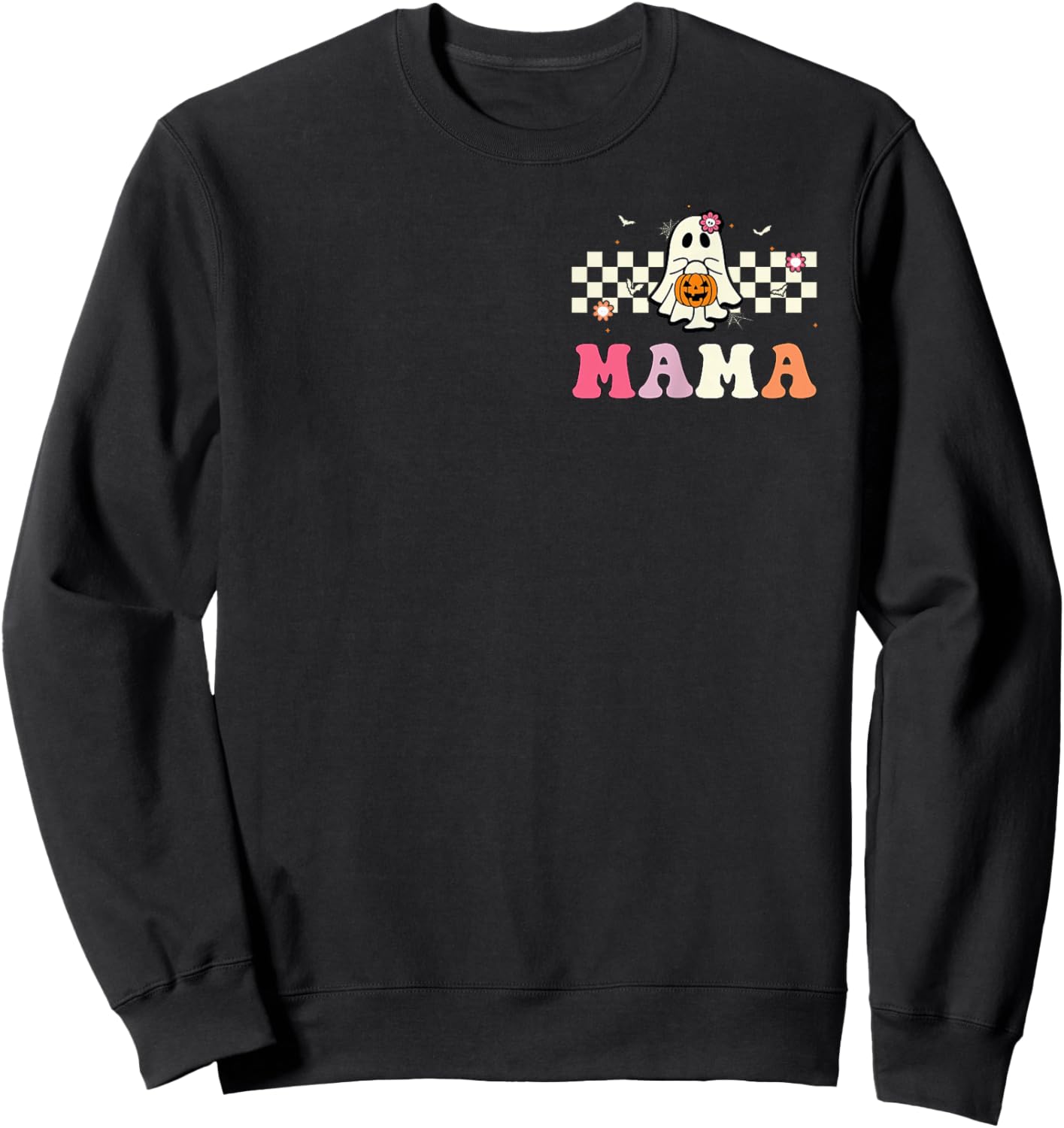 Mama Ghost Boo One Spooky Mama First Halloween Birthday Boy Sweatshirt - Sweatshirt | Black