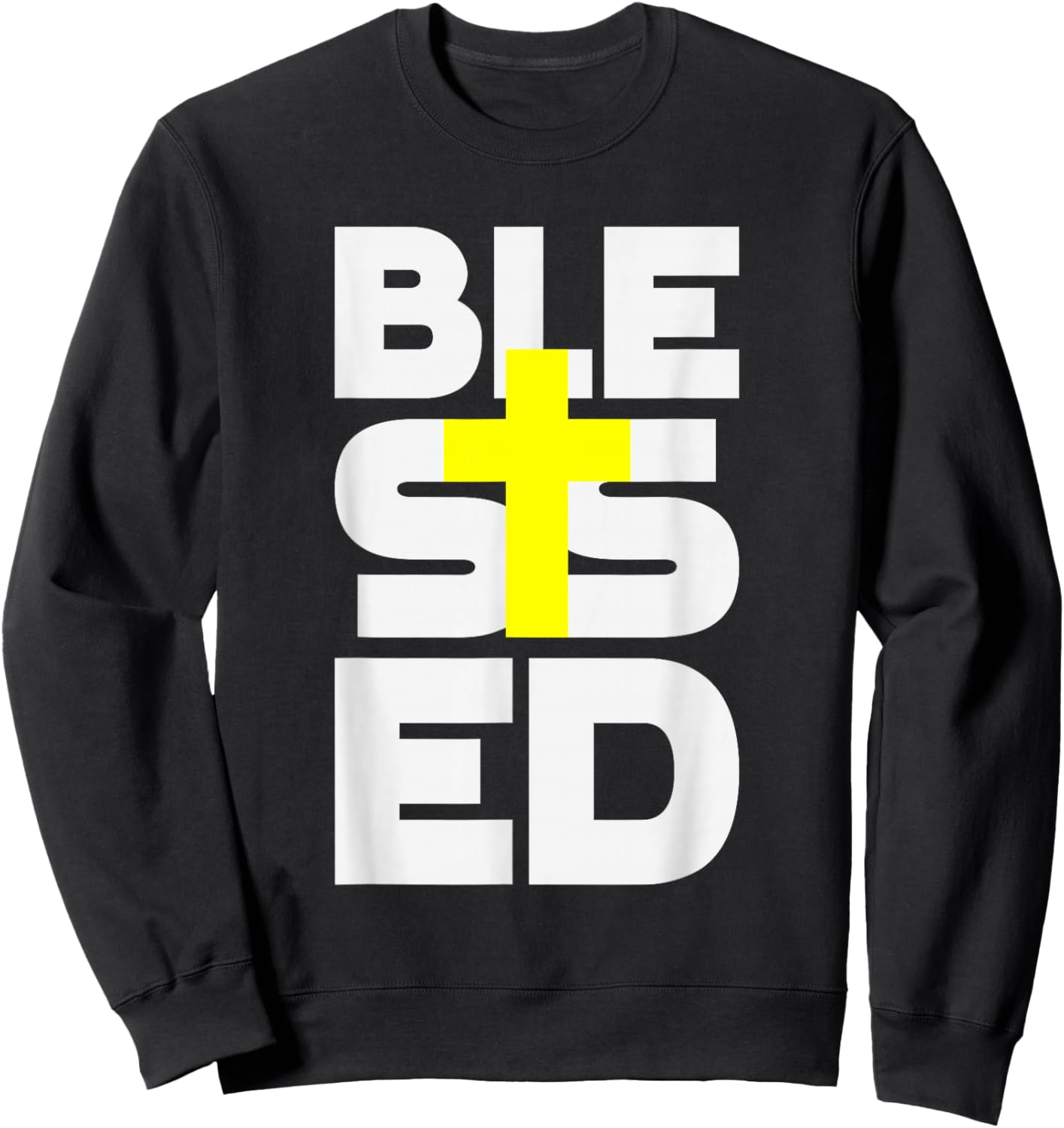 Blessed Cross Christian Faith Religious Design Women Men Kid Sweatshirt - Sweatshirt | Black