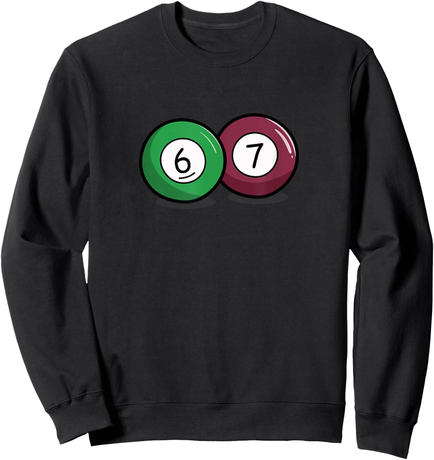 Funny 6 7 Meme Pool Billiard Balls Sweatshirt - Sweatshirt | Black