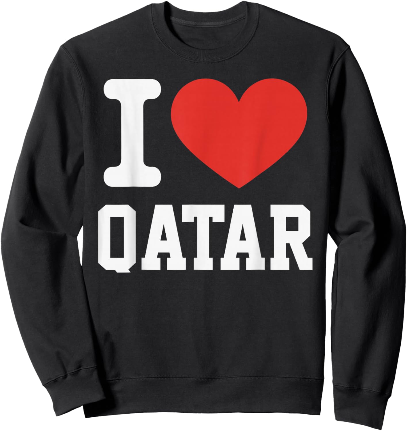 I Love Qatar Heart Souvenir Lovers Pride Travel Sweatshirt - Sweatshirt | Black
