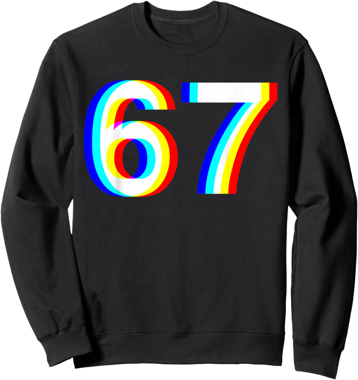 67 Meme Funny Six Seven Retro Trippy Vaporwave EDM 6-7 Slang Sweatshirt - Sweatshirt | Black