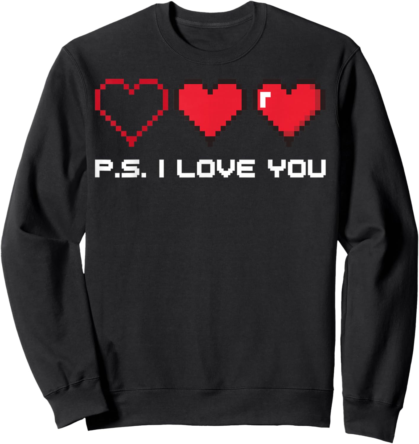 PS I Love You Day Valentine's Day Pixel Purple Heart Kids Sweatshirt - Sweatshirt | Black